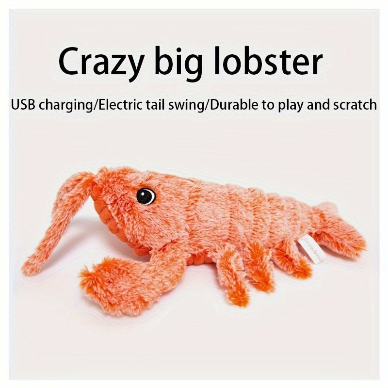 Homard Jouet Interactif – Peluche Sauteuse avec Herbe à Chat, USB Rechargeable pour Chats & Chien