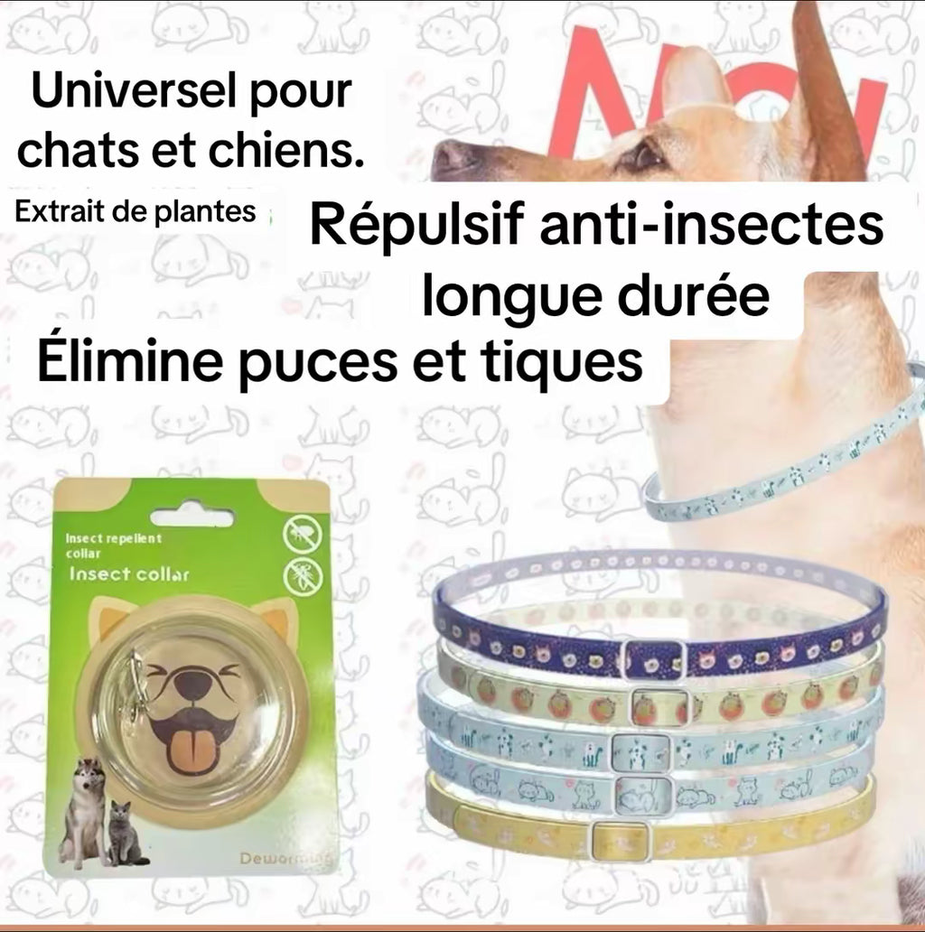 Collier Anti-Puces & Anti-Moustiques – Protection Naturelle pour Chiens et Chats (S/M/L)