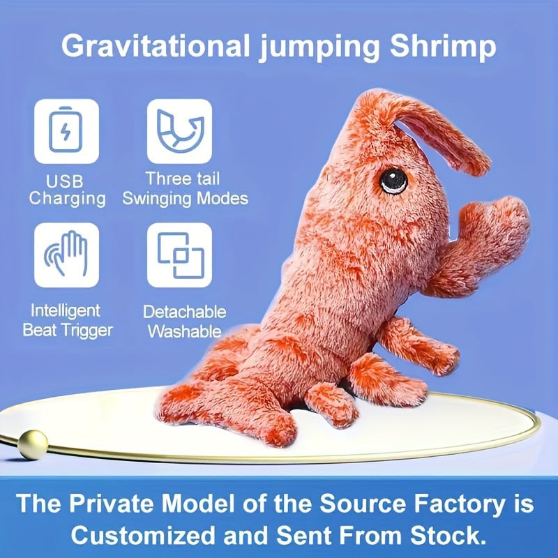 Homard Jouet Interactif – Peluche Sauteuse avec Herbe à Chat, USB Rechargeable pour Chats & Chien