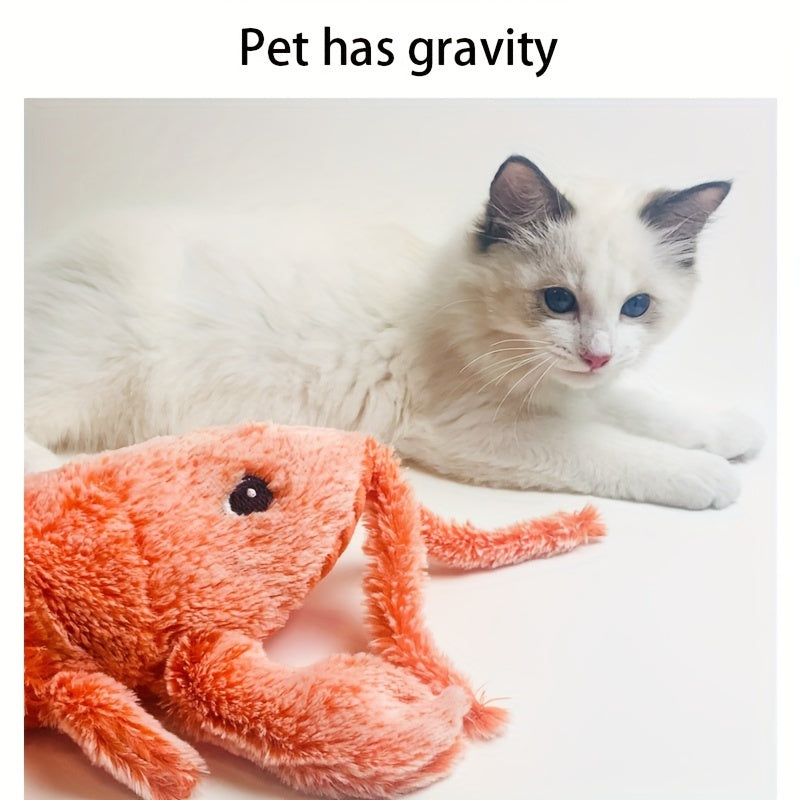 Homard Jouet Interactif – Peluche Sauteuse avec Herbe à Chat, USB Rechargeable pour Chats & Chien